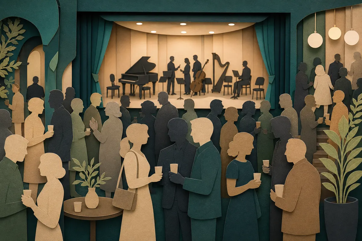 Die Konzertpause, die Bühne und Publikum wieder zusammenbringt